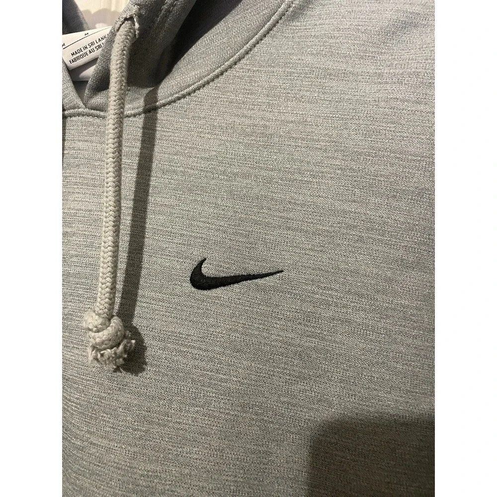 Nike Therma-Fit Fleece Lined Hoodie Gray Pullover Sweatshirt Women's M Logo